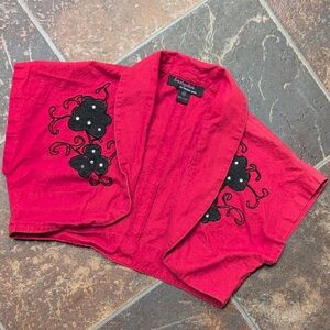 Trashy Diva Red Bolero Jacket with Black Floral Embroidery